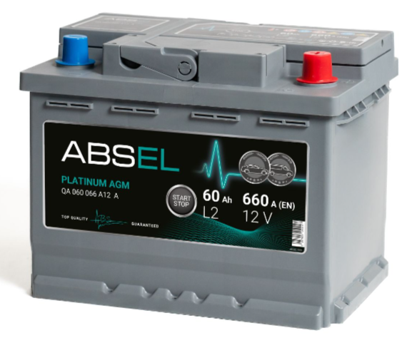 ABSEL AGM 12V L2 60Ah 660A ОП type EURO