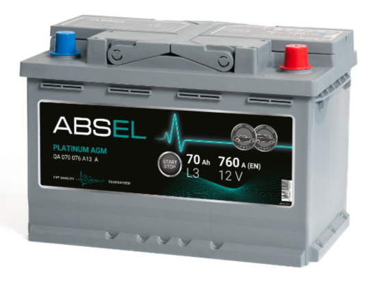 ABSEL AGM 12V L3 70Ah 760A ОП type EURO