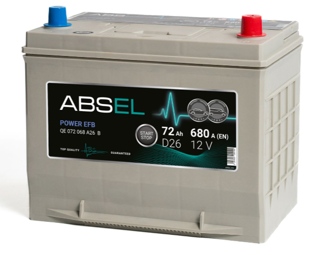 Аккумулятор EFB ABSEL POWER EFB 12V D26 72Ah 680A ОП type ASIA