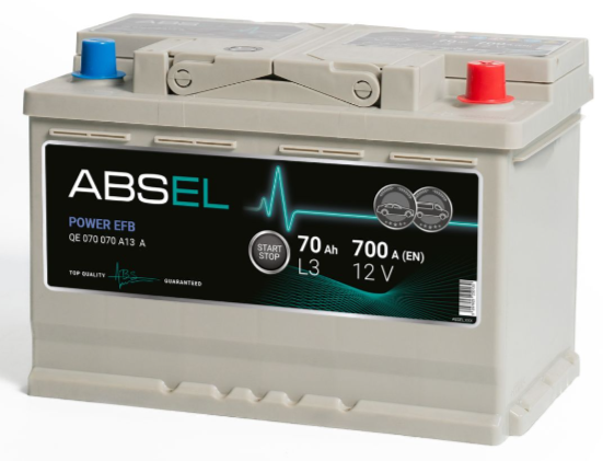 Аккумулятор EFB ABSEL POWER EFB 12V L3 70Ah 700A ОП type EURO