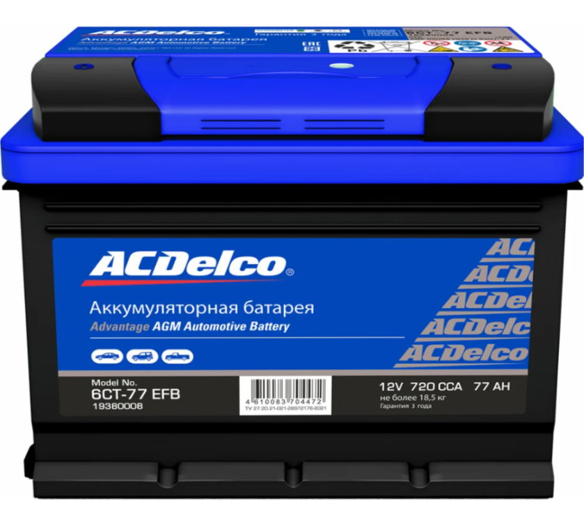 Аккумулятор EFB AC DELCO 12V L3 77Ah 720A 1  ПП type EURO