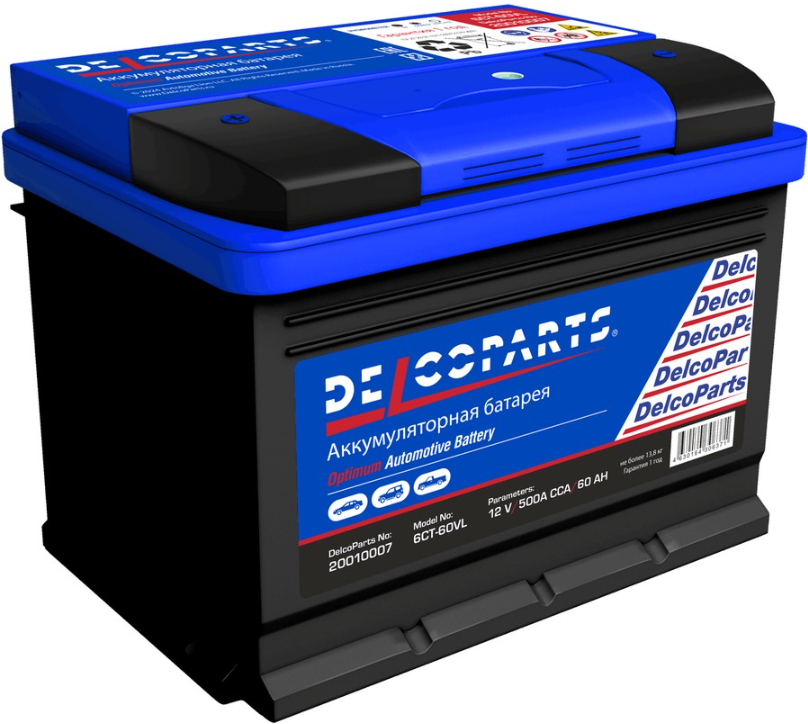 Аккумулятор SLI DELCOPARTS 12V L3 60Ah 500A 1  ПП type EURO