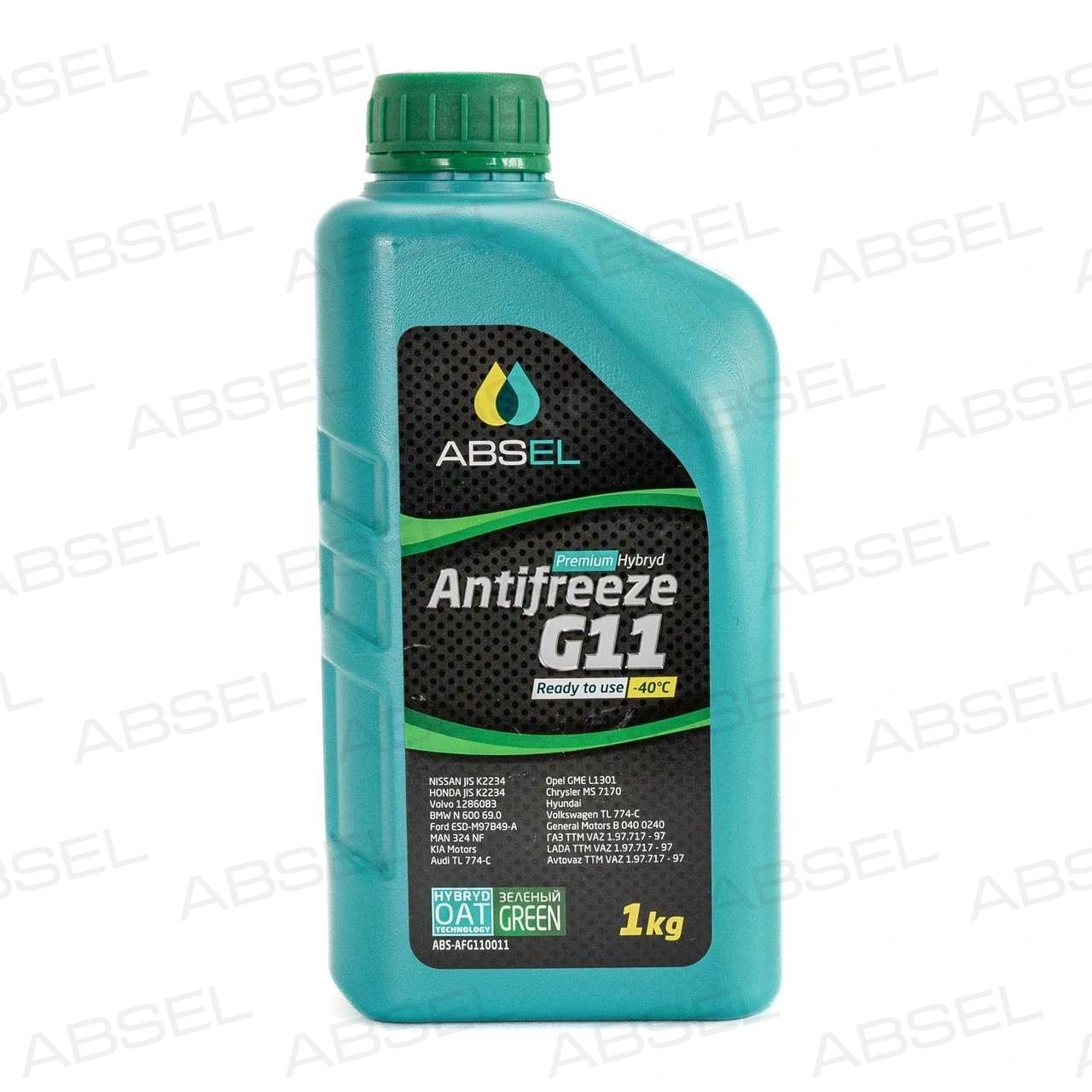 Антифриз ABSEL ANTIFREEZE G11 GREEN -40&deg;C 1kg
