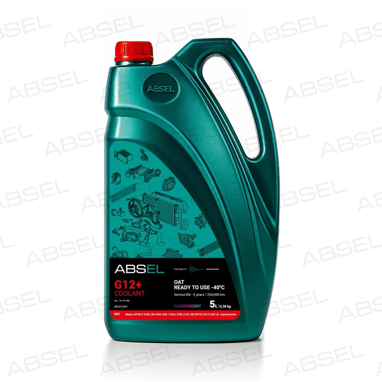 Антифриз ABSEL G12+ RED COOLANT OAT -40 5л/5.36кг