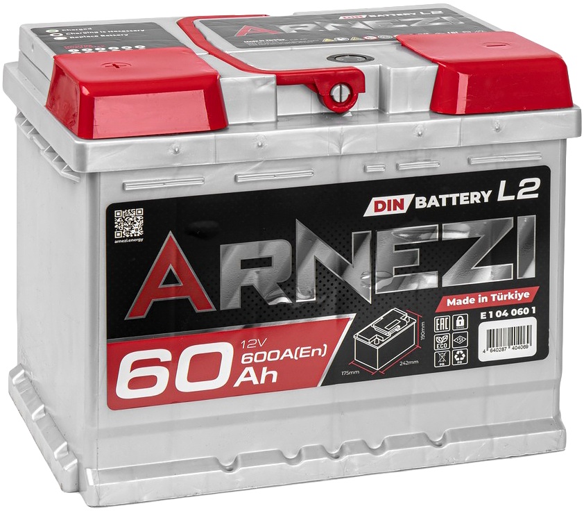 Arnezi DIN SMF 60 А/ч прямой L(+) 242х175х190 L2 EN600 A