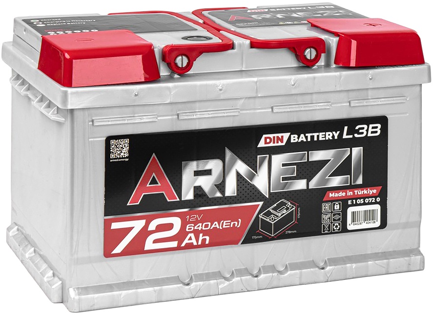 ARNEZI DIN SMF 72 А/ч обратный R+ 278x175x175 L3B EN 640 А