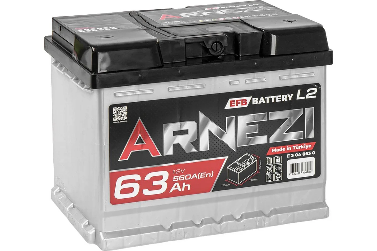 ARNEZI EFB Start-stop 63 А/ч обратный R+ 242x175x190 L2 EN 560 А