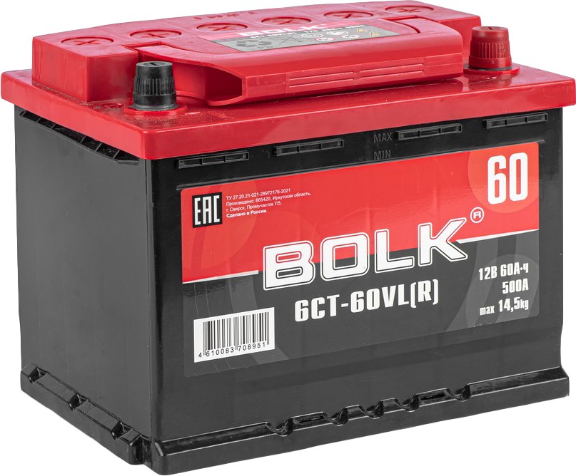 BOLK Standart 60 А/ч обратный R+ 242x175x190 L2 EN 500 А