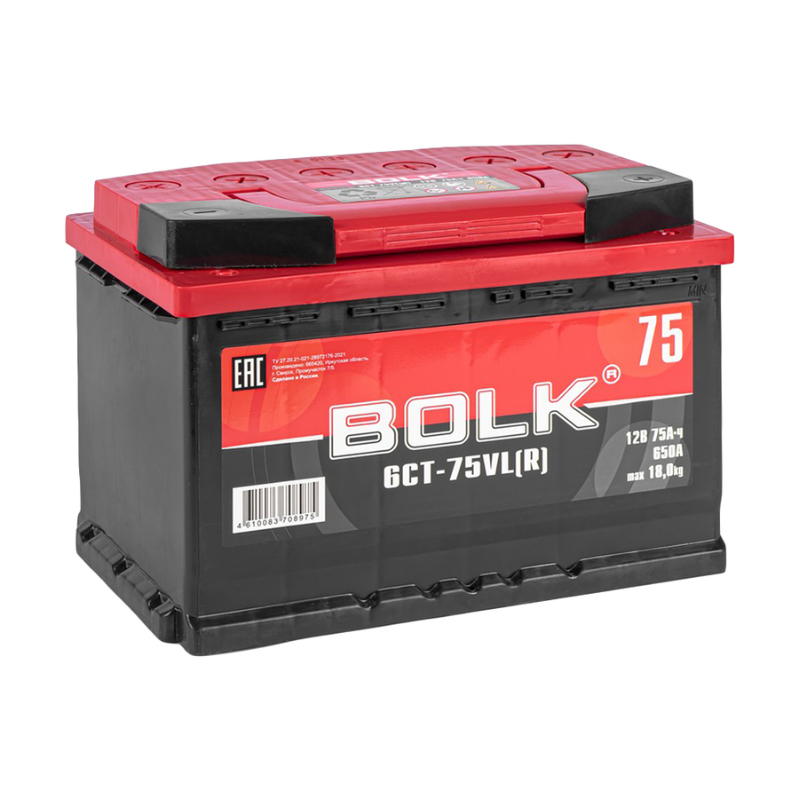 BOLK Standart 75 А/ч обратный R+ 278x175x190 L3 EN 600 А