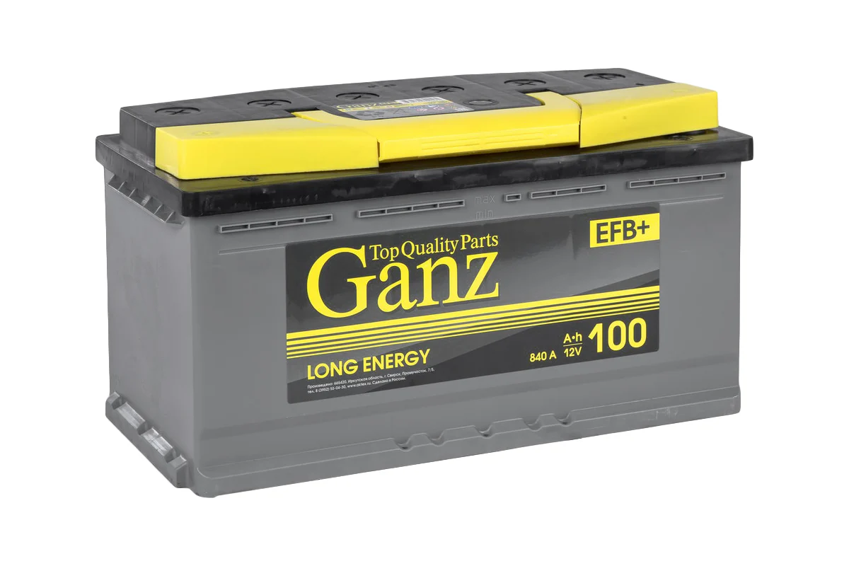 GANZ 100А/ч 840А 12В прямая полярн. стандартные (Европа) клеммы