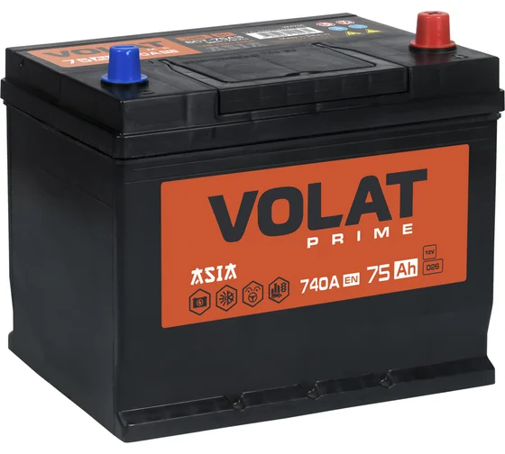 VOLAT Prime Asia 75Ah R+ нижний борт